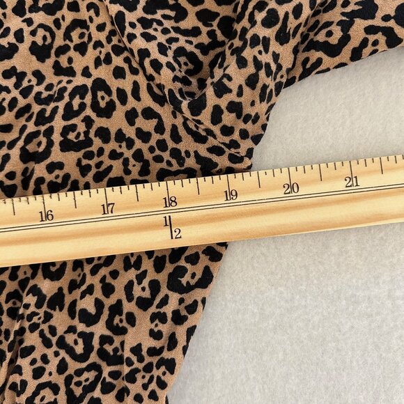 Reformation Nell Top SZXL Cheetah Print Deep V-neck Long Sleeves Button Down - Picture 7 of 8